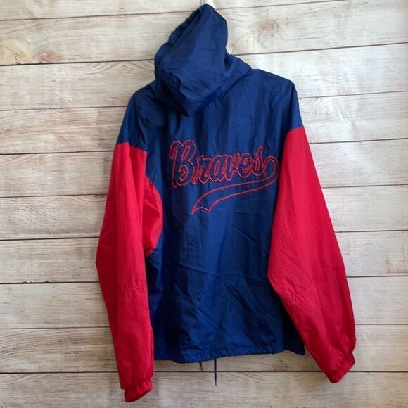 VINTAGE 90s COMPETITOR V ATLANTA BRAVES QUARTER ZIP WINDBREAKER - Picture 7 of 9